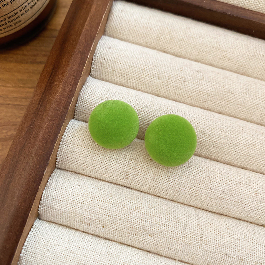 A廠【HE29226】925銀針布藝植絨圓形耳環簡約小眾氣質耳環輕奢高級感百搭耳環
 25.11-1