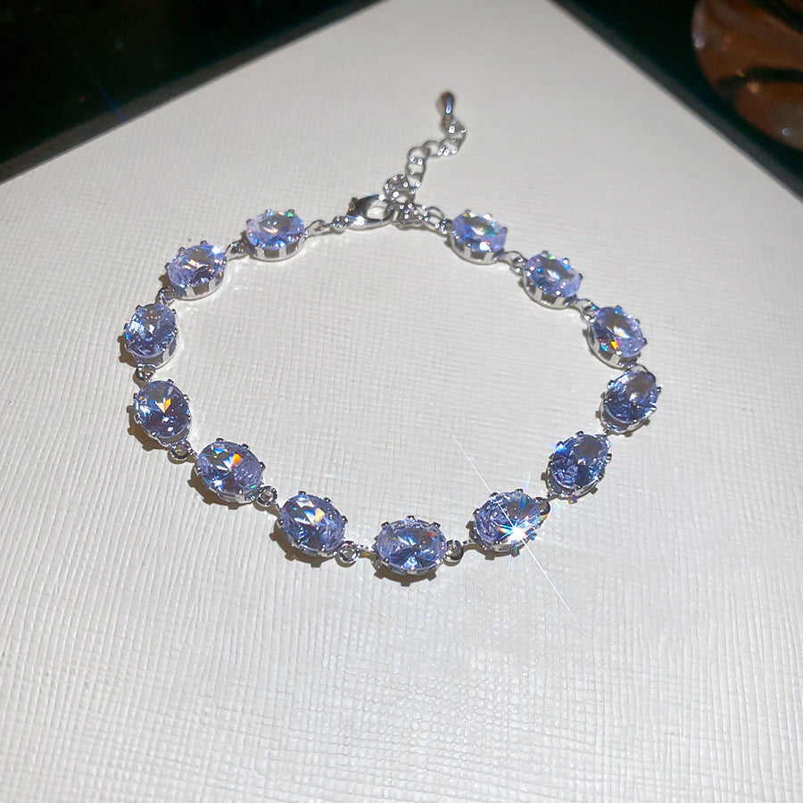 A廠【HB4615】超閃鋯石幾何橢圓形手鍊時尚簡約百搭氣質手環精緻輕奢高級感手飾
 25.10-1