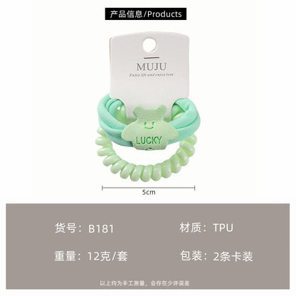 C廠【B181】2張卡片裝電話線髮圈甜美少女髮飾無痕髮繩高彈性無接縫頭繩皮筋 25.04-1「C廠-單筆結帳需滿，NT$500出貨(不含運費)」