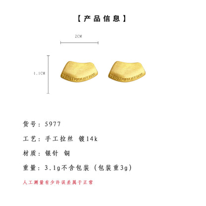 A廠【5977】時尚高級感925銀針拉絲質感幾何異形不規則字母耳環耳飾 25.05-1