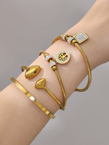 B廠【Z243】歐美時尚氣質女手環輕奢風鋯石生命樹吊墜手鐲不鏽鋼鍍18k真金
 26.01-1