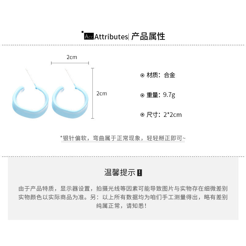 A廠【HE25992】925銀針滴油噴漆C型耳環2025新款甜美簡約氣質耳環輕奢高級感耳飾女 25.04-3