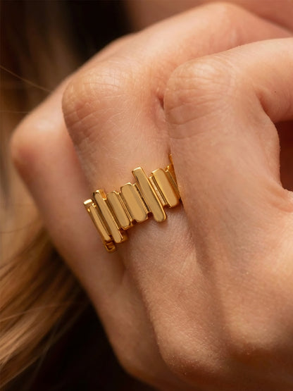 B廠【A314】歐美ins小眾設計不規則長條幾何開口戒指不鏽鋼鍍18k真金個性戒指
 26.01-1