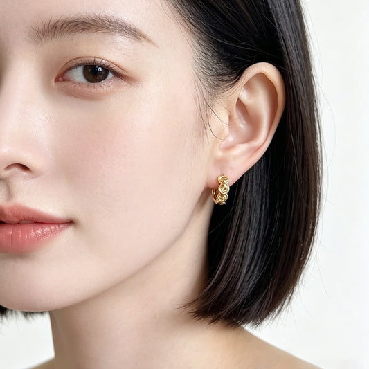 A廠【7932】【錢多多】時尚簡約個性小眾國潮新中式銅錢耳飾耳圈飾品
 26.08-1