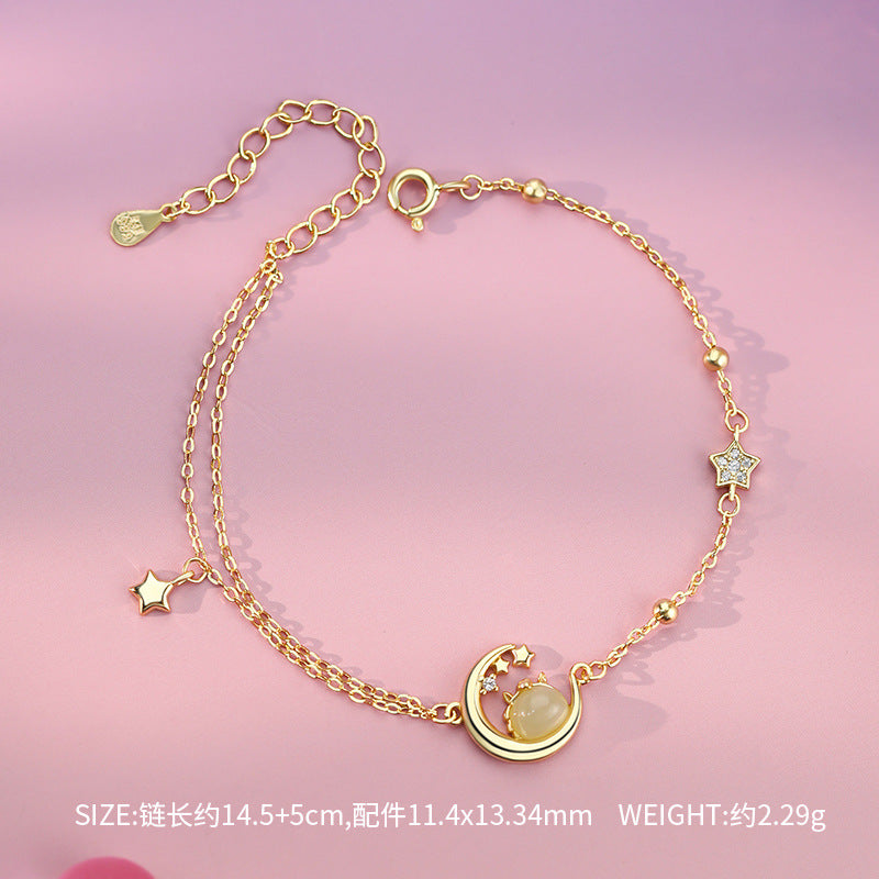 E廠【YC2203N】原創S999足銀星月萌馬項鍊生肖馬耳環中式氣質國風手鍊
 25.10-4