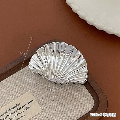 C廠【D252】高級金屬感貝殼抓夾輕奢度假風髮夾新款2025髮飾時尚後腦勺鯊魚夾 25.05-5「C廠-單筆結帳需滿，NT$500出貨(不含運費)」