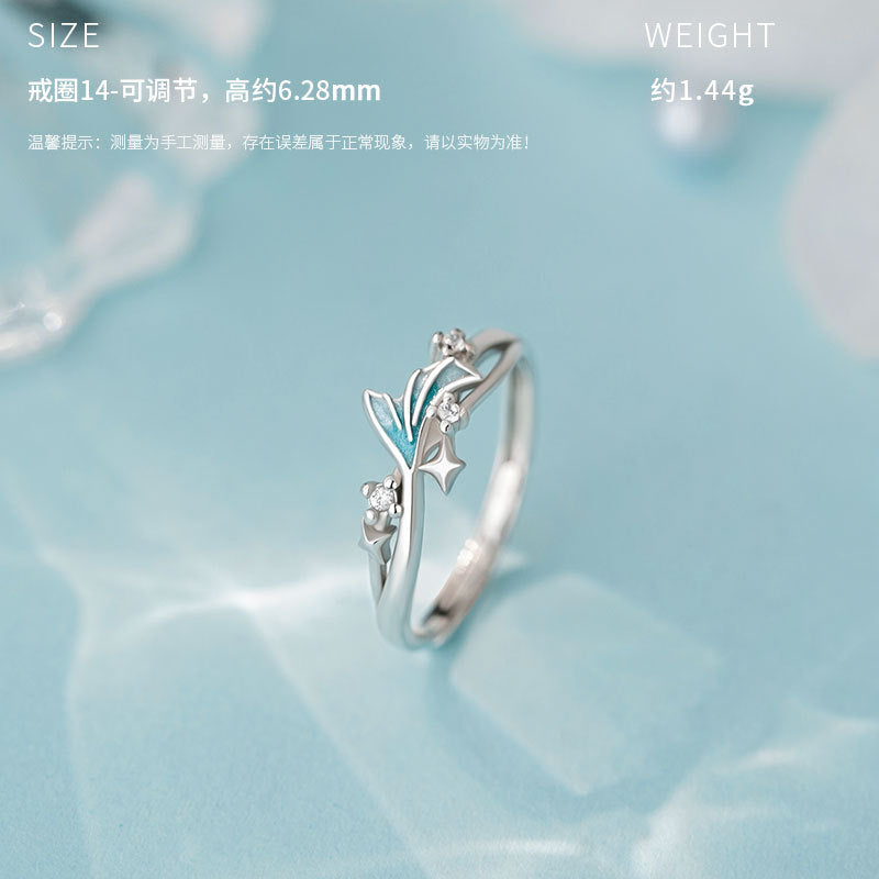 E廠【YC3758R】原創S999足銀星夢鯨海鯨魚情侶對戒韓風設計獨特設計戒指
 25.10-1