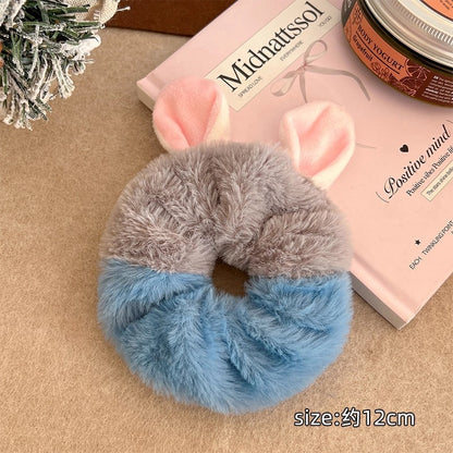 C廠【H18】可愛狐狸兔耳朵毛絨大腸髮圈女瘋狂動物扎頭髮繩甜美可愛頭繩髮飾
 25.12-4「C廠-單筆結帳需滿，NT$500出貨(不含運費)」