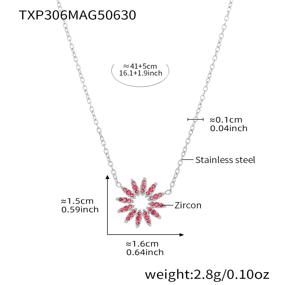 B廠【TXP306】超閃5A鋯石小鑽太陽花手鍊項鍊戒指組不銹鋼材質18k鍍金 25.07-2