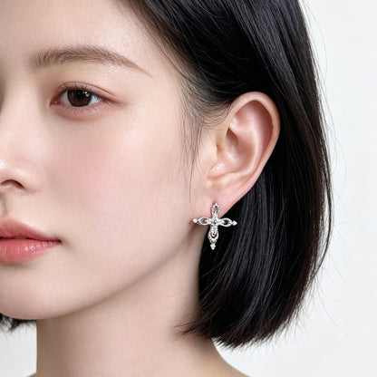 A廠【7975】【四芒星】原創個性甜酷風清冷感微鑲鋯石芒星耳飾女小眾耳釘
 26.08-3