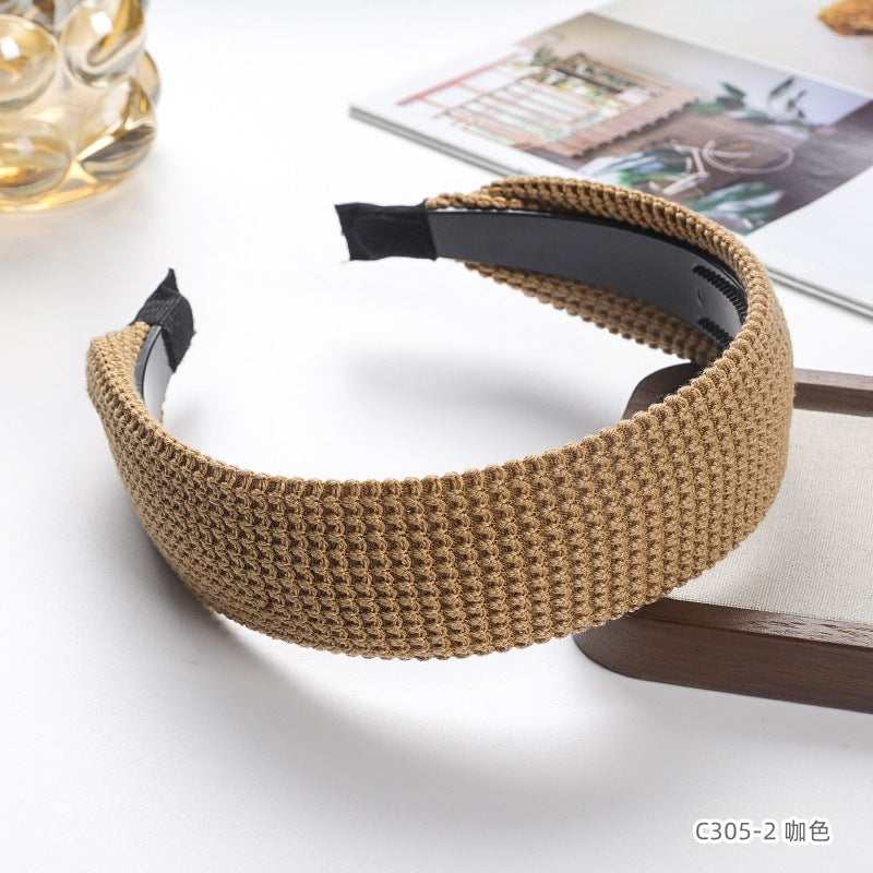 C廠【C305】針織毛線髮箍秋冬寬版髮捆頭飾純色高級感頭扣壓髮卡韓式洋氣頭箍
 25.11-4「C廠-單筆結帳需滿，NT$500出貨(不含運費)」