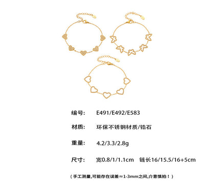 B廠【E491】歐美新款飾品不鏽鋼幾何蝴蝶造型鑲嵌鋯石手鍊鍍18k金飾品 25.08-3