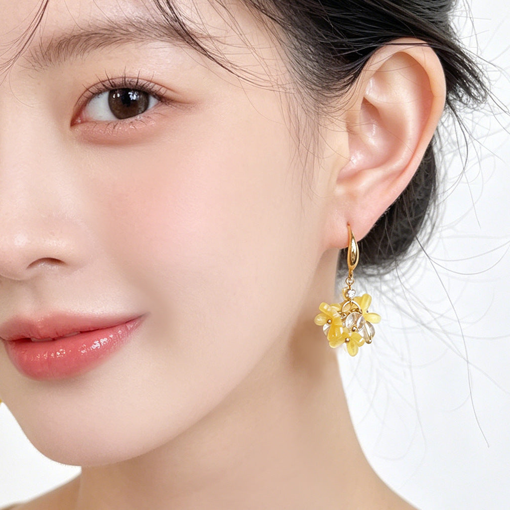 A廠【7610】夏日黃色甜美花朵耳環手工設計感小眾氣質耳環飾品
 26.05-3
