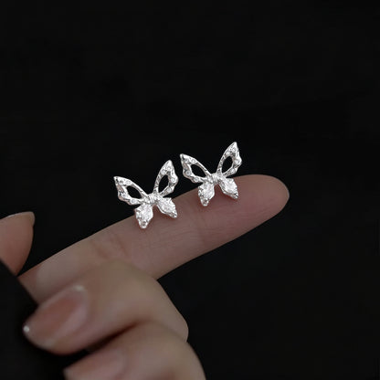 A廠【2409】小巧迷你微鑲鋯石蝴蝶耳環氣質簡約小清新耳飾石鍍銀針
 26.05-1