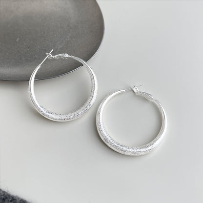 A廠【7712】韓版小眾ins高級感磨砂圓耳圈女鍍銀針個性輕奢風耳飾 耳環
 26.06-3
