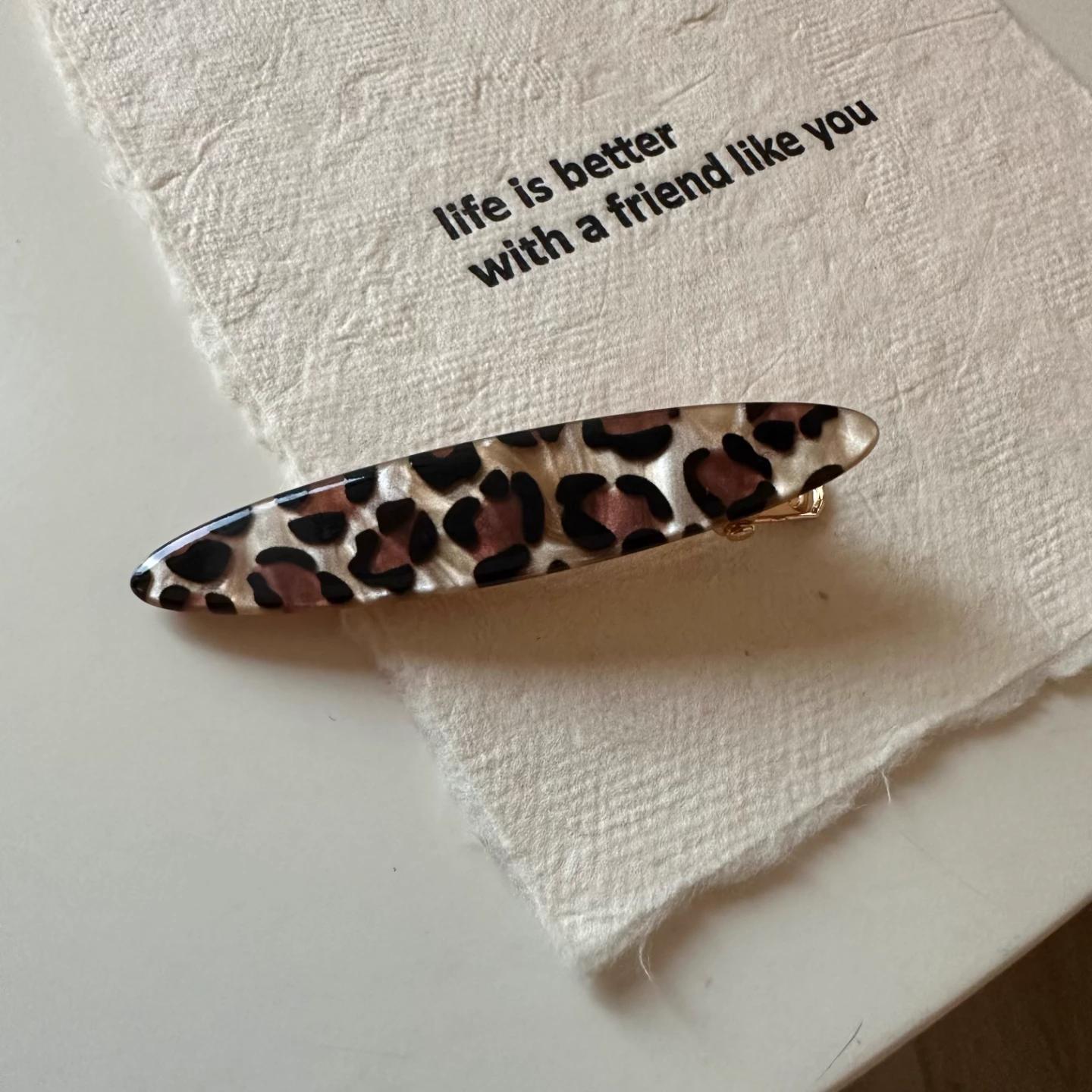 C廠【X136】韓國版新款咖色豹紋醋酸髮夾瀏海夾碎髮邊夾氣質百搭側邊夾髮卡髮飾
 26.04-3