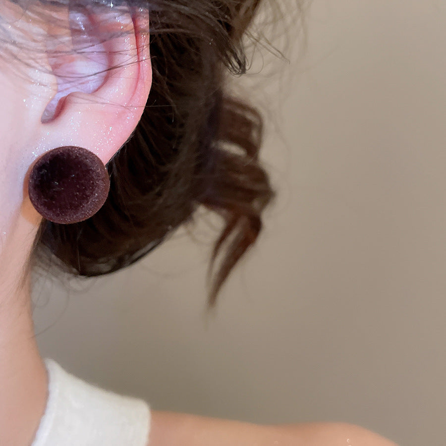 A廠【HE29226】925銀針布藝植絨圓形耳環簡約小眾氣質耳環輕奢高級感百搭耳環
 25.11-1