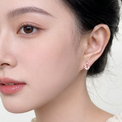 A廠【7504】鑲嵌鋯石時尚高級感清新甜美簡約花朵小耳環新款學生耳飾飾品
 26.04-3