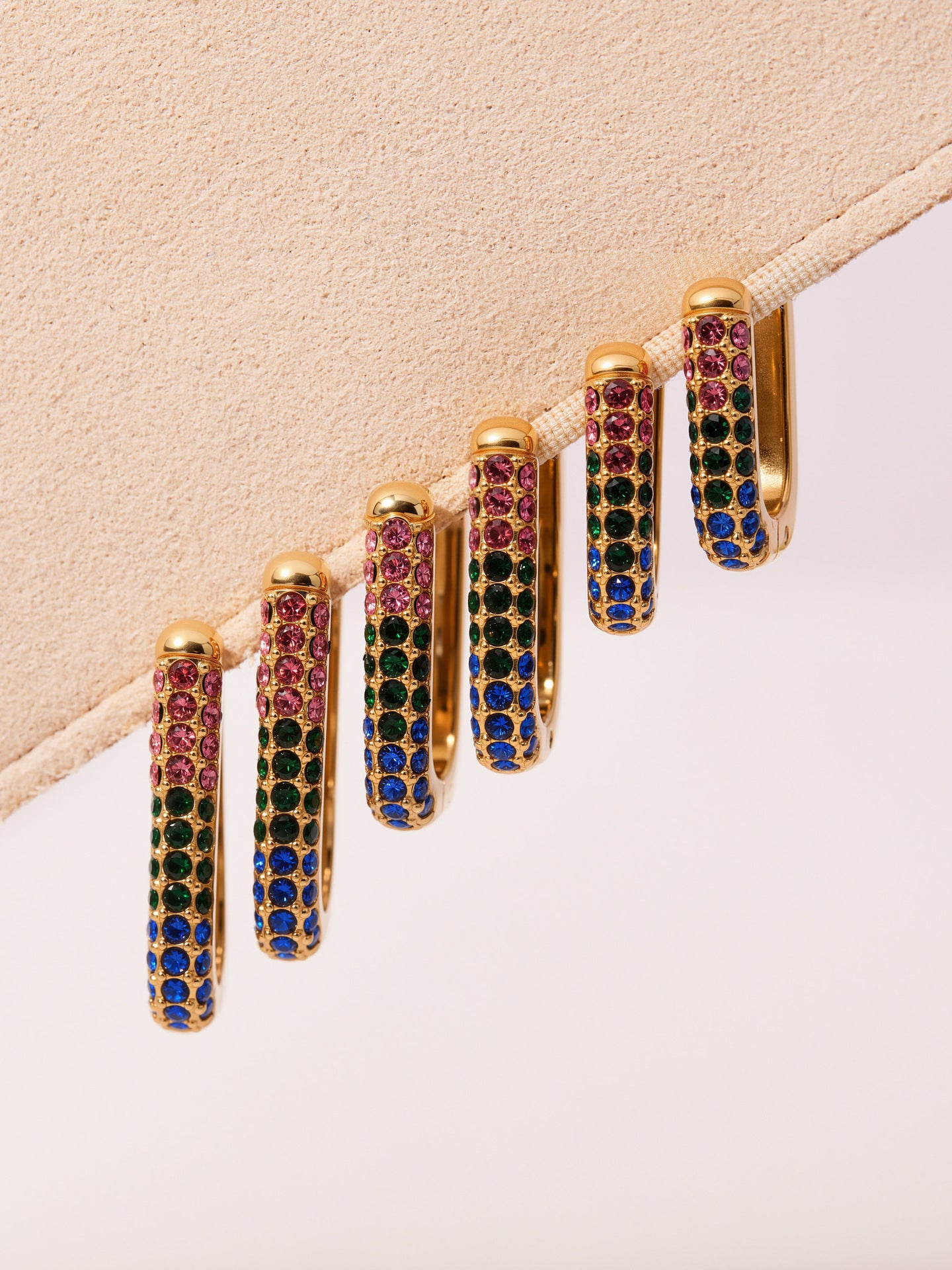 B廠【F836】跨國新款彩色5A鋯石長款U型耳扣耳圈不鏽鋼鍍18k真金不掉色
 25.11-2