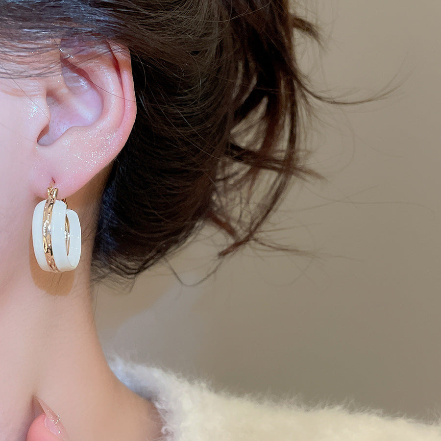 A廠【WE4668】新款復古滴油圓形耳環休閒簡約日常通勤百搭耳環輕奢高級感耳飾女
 25.11-1