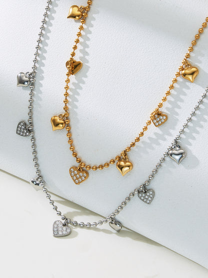 B廠【TXP504】不鏽鋼愛心鋯石項鍊手鍊耳環 鍍18k金chic風歐美時尚百搭珠寶首飾
 25.12-2