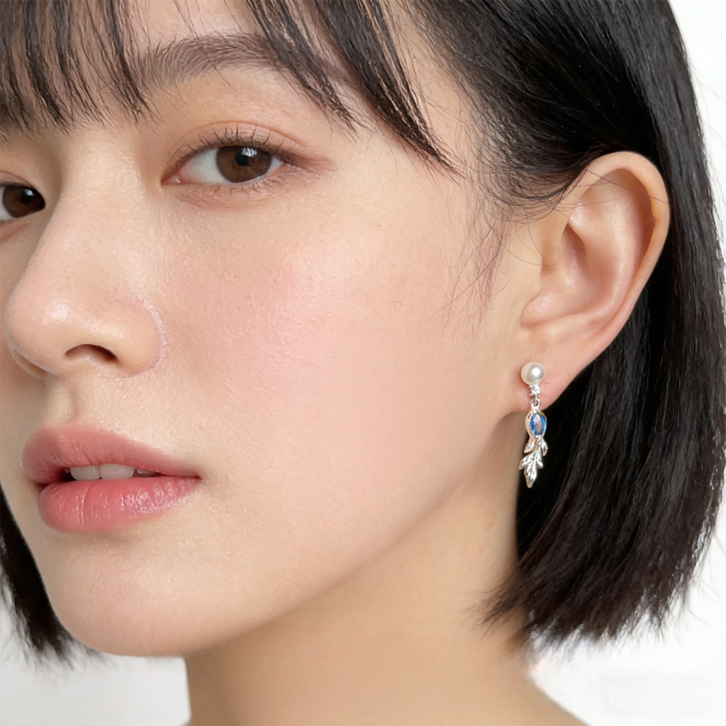 A廠【7374】原創設計時尚高級感海藍寶鋯石金魚耳環簡約風氣質優雅耳環女
 26.01-4