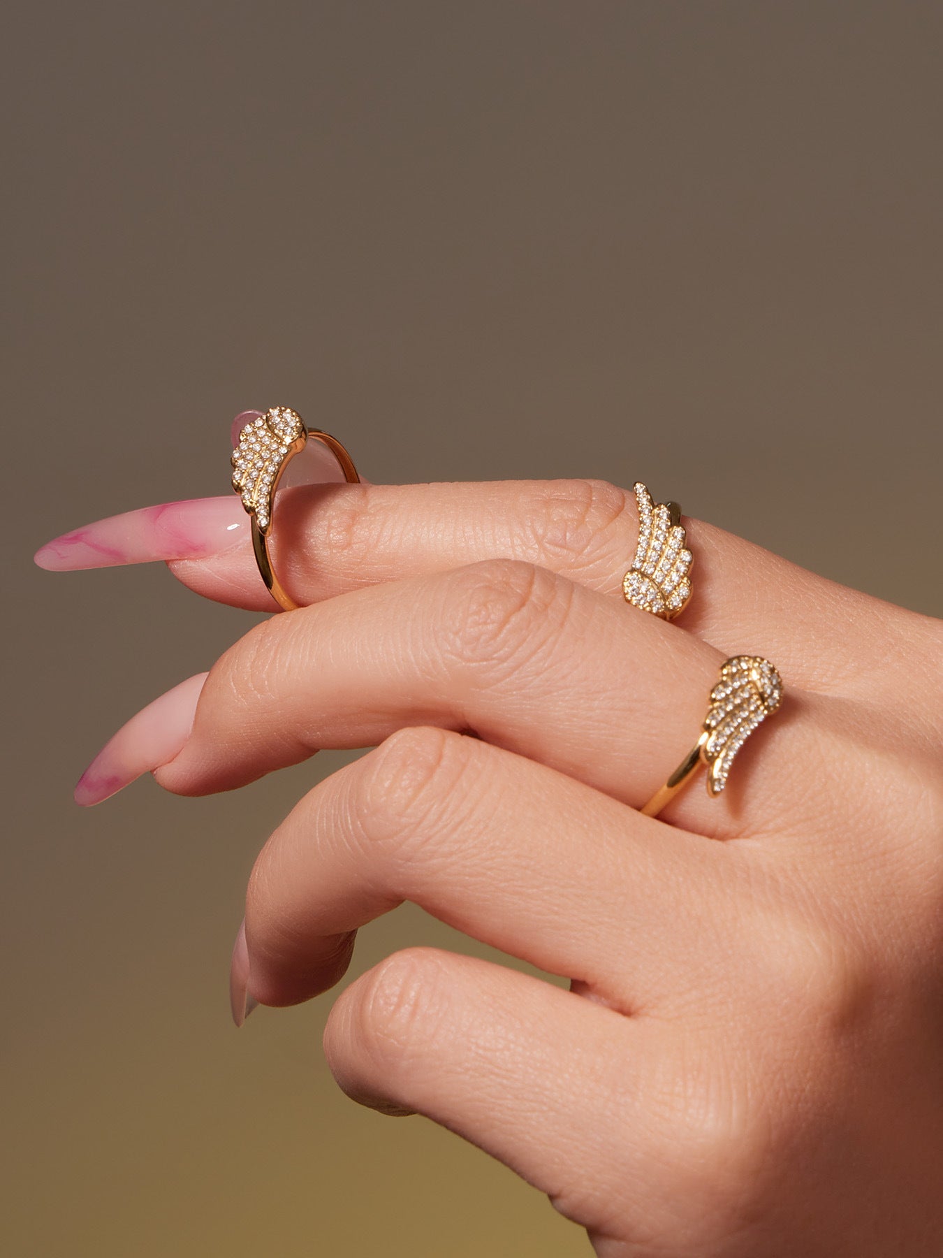 B廠【TXP486】超閃5A鋯石小翅膀造型手鍊項鍊耳環戒指組不鏽鋼鍍18k金
 25.11-4