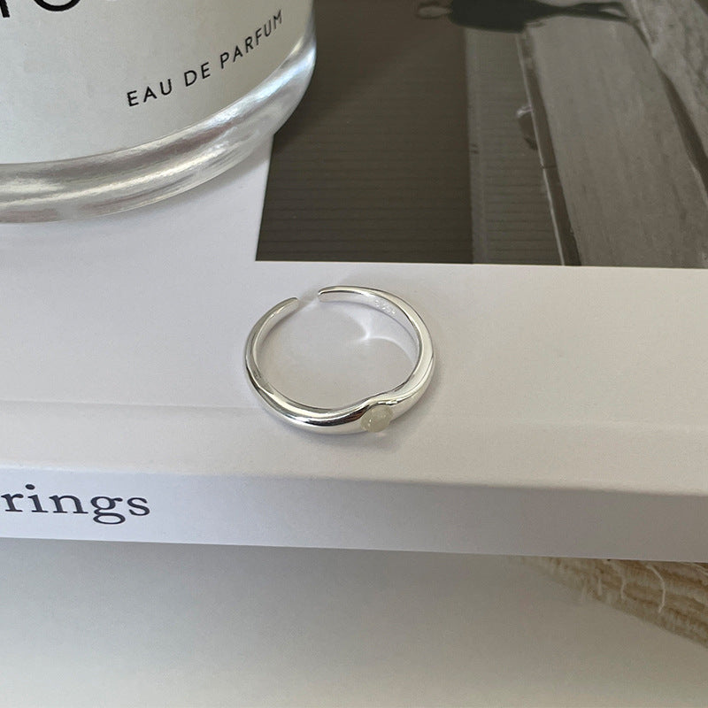 E廠【DQ8169R】S925純銀韓版ins黑瑪瑙戒指女冷淡風高級感瑪瑙疊戴開口指環
 25.10-3