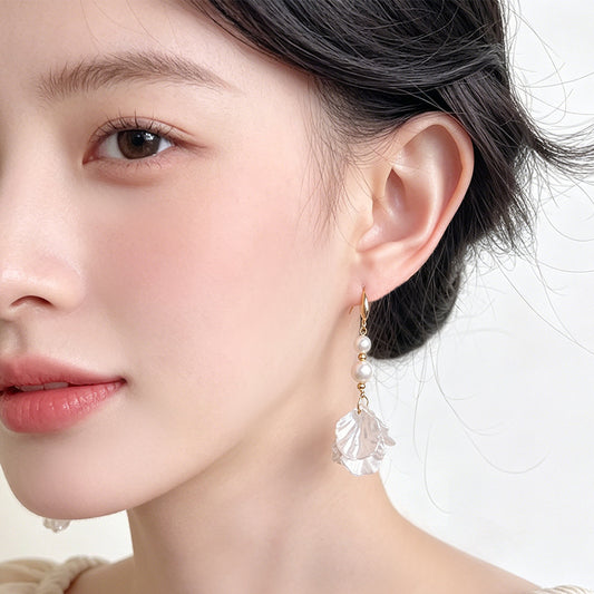 A廠【7815】森系甜美高級感輕奢風長款流蘇花瓣耳環女氣質優雅度假風耳飾 26.07-2