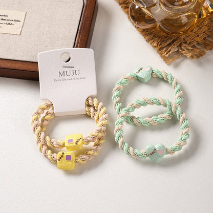 C廠【B340】2條卡裝髮繩高彈性編織頭繩少女小清新髮飾鑲鑽高馬尾皮筋 25.08-3「C廠-單筆結帳需滿，NT$500出貨(不含運費)」