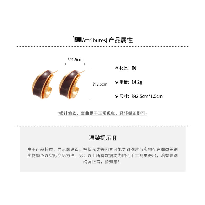 A廠【WE4162】18k真金電鍍925銀針C形滴油雙層耳環歐美時尚簡約耳環小眾設計感耳飾
 25.08-5