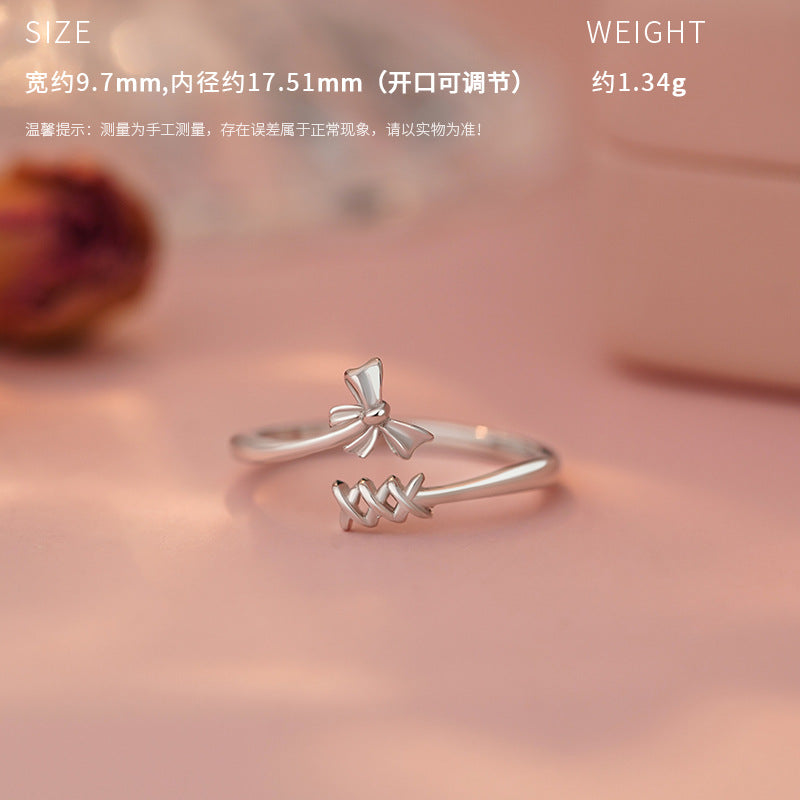 E廠【YC3479R】原創S925純銀悅心系列可愛蝴蝶戒指蝴蝶結戒指女甜美指環 25.04-2