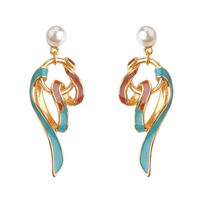 A廠【7386】敦煌繫飄帶原創小眾設計時尚國潮高級感琺瑯彩繪手工滴釉耳飾耳環
 26.01-4