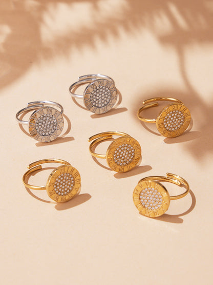 B廠【A569】跨國不鏽鋼鑲鋯石開口戒指組合鍍18k真金時尚簡約尾戒
 25.10-1