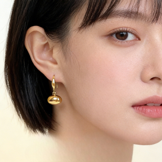 A廠【7333】時尚高級感橢圓鵝蛋型幾何珠珠耳飾極簡主義耳環女
 26.04-5