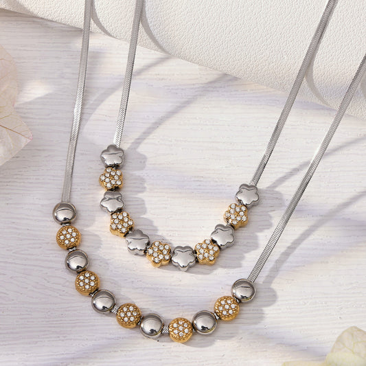 B廠【TXP102】歐美ins時尚小眾設計微鑲鋯石五角星拼色項鍊手鍊套裝不銹鋼飾品
 26.03-2