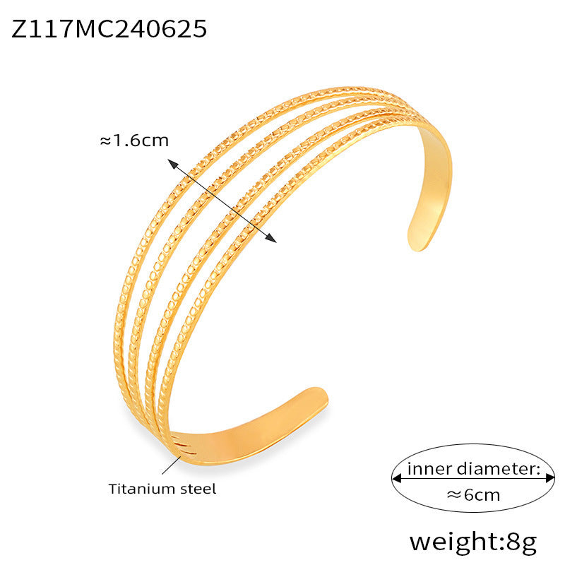 B廠【Z116】法式復古ins網紅新款幾何開口手環18K鍍真金鈦鋼手飾設計感女 24.07-1