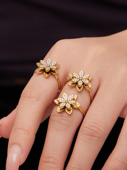 B廠【TXF545】歐美時尚5A鋯石雙層花朵愛心多吊墜項鍊氣質手鍊耳環戒指手鐲套裝
 26.02-4