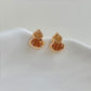 C廠【6949】閉眼入！好賣！微鑲鋯石925銀針水晶葫蘆耳環橙色漸變香檳色耳飾
 25.10-4