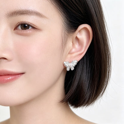 A廠【7637】時尚輕奢風微鑲鋯石清新甜美珍珠蝴蝶耳環女氣質簡約通勤耳環
 26.05-4