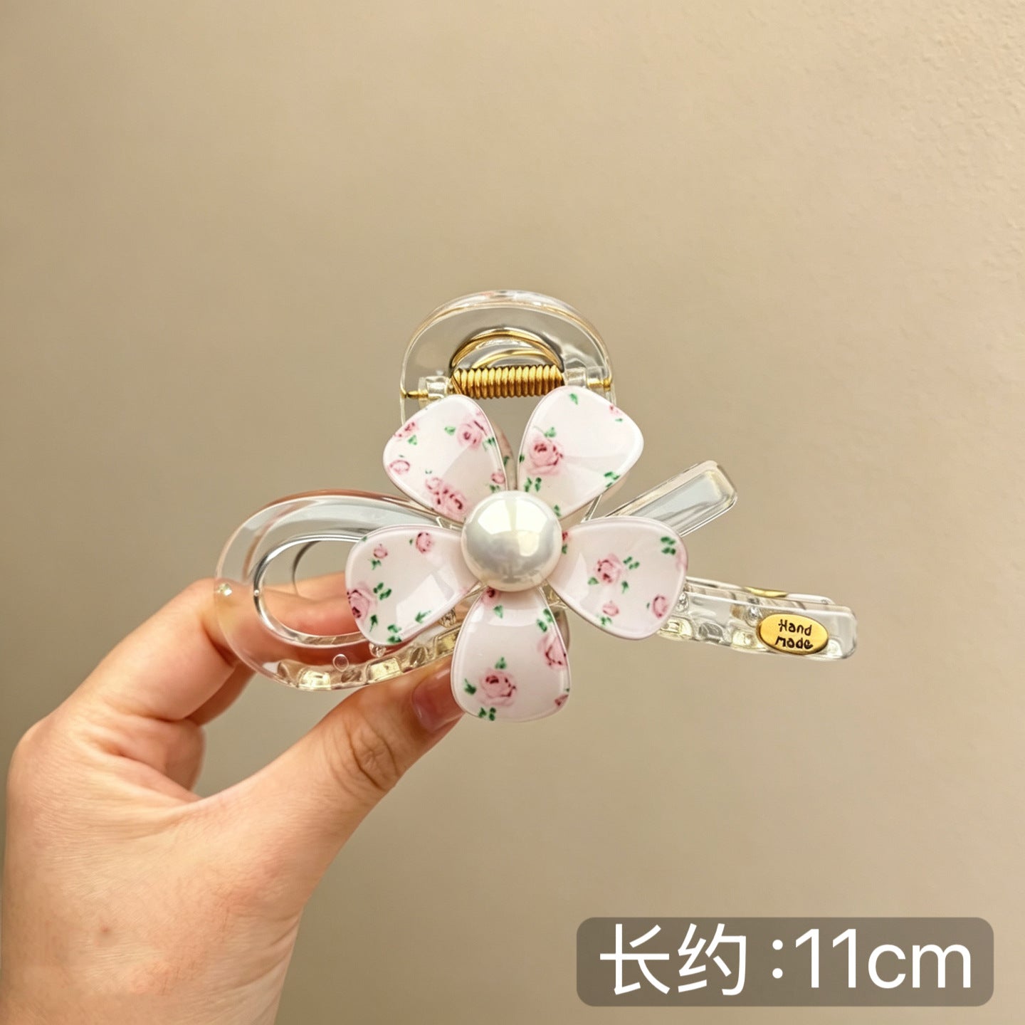 C廠【X519】花朵透明抓夾女後腦勺髮夾氣質盤髮鯊魚夾子大號髮量多蝴蝶結髮飾
 26.06-4