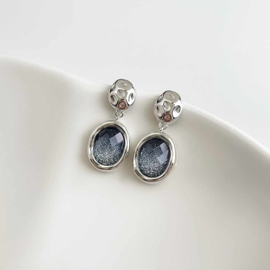 C廠【6944】時尚高級感925銀針星空幾何耳環女氣質簡約通勤百搭新款耳環
 25.10-4